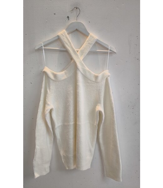 selectedbystijldepartment Sweater cross cut out, White