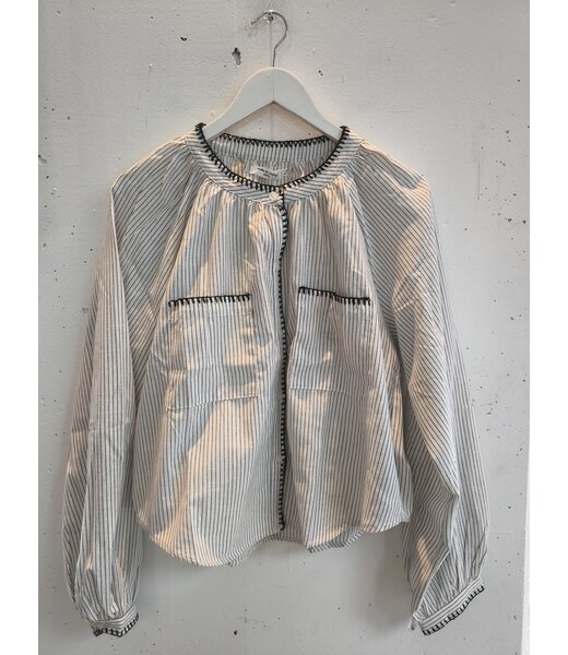 selectedbystijldepartment Blouse striped stitching, White black