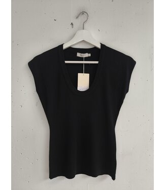 selectedbystijldepartment Top stretch round neck, Black