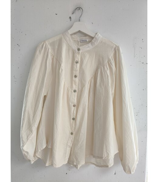 selectedbystijldepartment Blouse cotton button, Beige