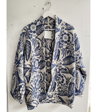 selectedbystijldepartment Jacket print embroidered, White blue