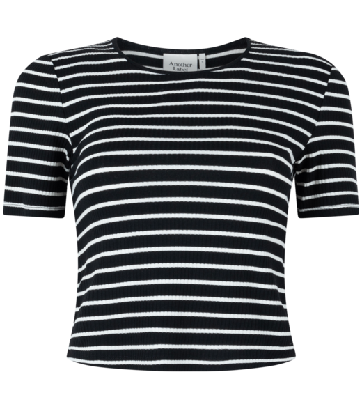 Another-Label T-shirt Elyne stripe, Black white