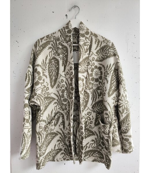 selectedbystijldepartment Jacket botanical print embroidered, Beige khaki