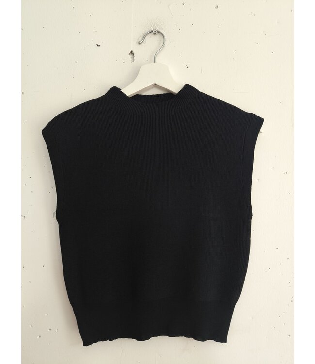 selectedbystijldepartment Top knitted stretch cropped, Black