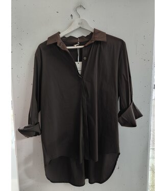 selectedbystijldepartment Blouse cotton basic, Brown