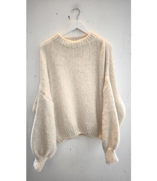 selectedbystijldepartment Sweater short wide knitted, Ecru