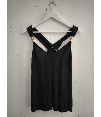 selectedbystijldepartment Top singlet golden detail, Black