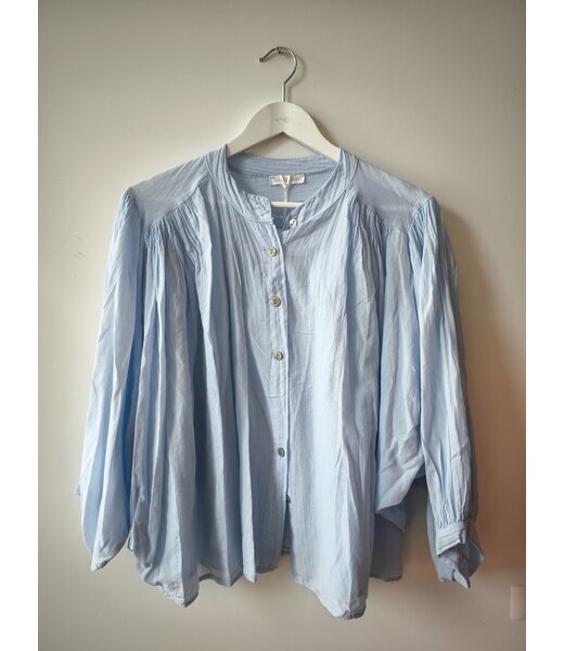 selectedbystijldepartment Blouse wide light cotton, Light blue
