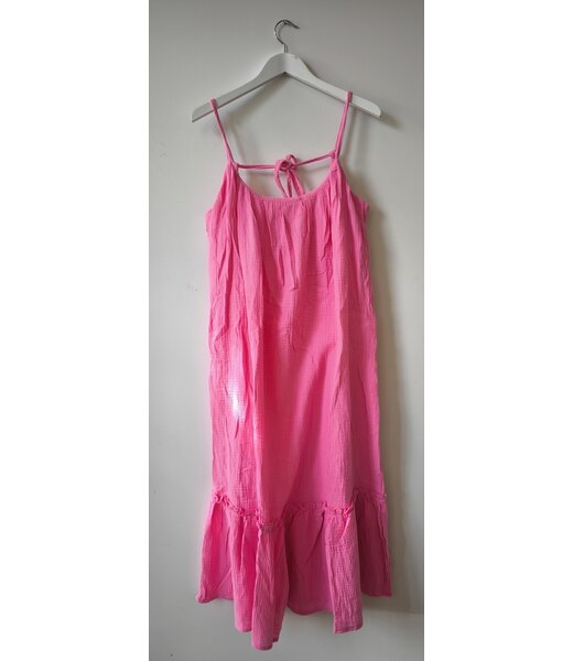 selectedbystijldepartment Dress maxi crinkle cotton ruffle, Pink