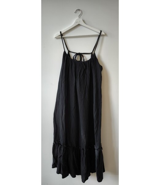selectedbystijldepartment Dress maxi crinkle cotton ruffle, Black