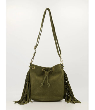 selectedbystijldepartment Bag bucket fringe, Army green