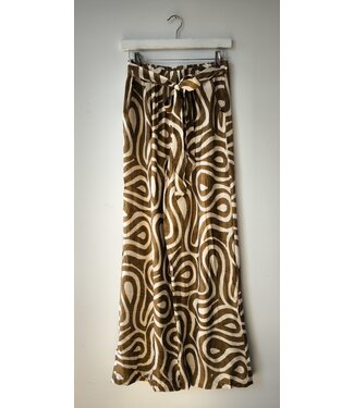 selectedbystijldepartment Pants relax viscose print, Brown ecru