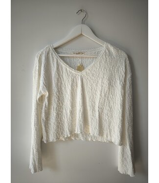 selectedbystijldepartment Longsleeve stretch crinkle, Ecru