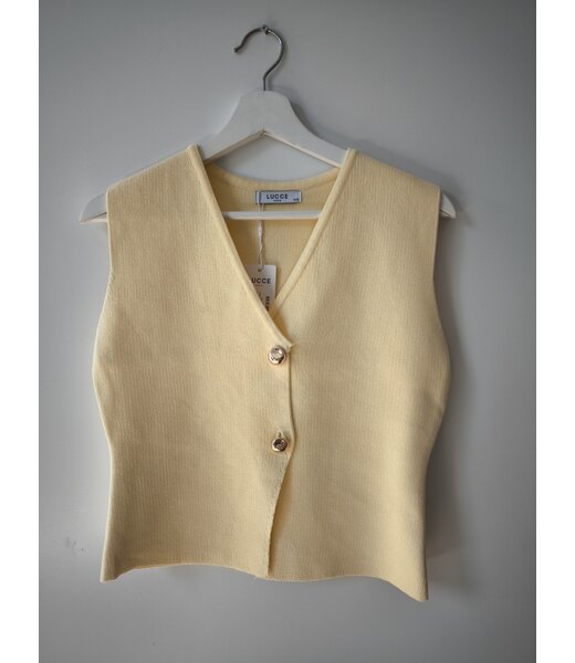 selectedbystijldepartment Gilet stretch gold button, Butter Yellow
