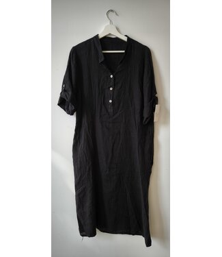 selectedbystijldepartment Linnen dress midi button, Black