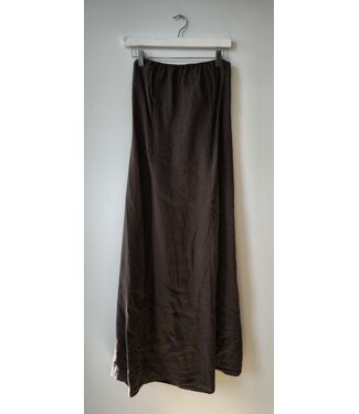 selectedbystijldepartment Dress midi strapless linnen, Dark brown