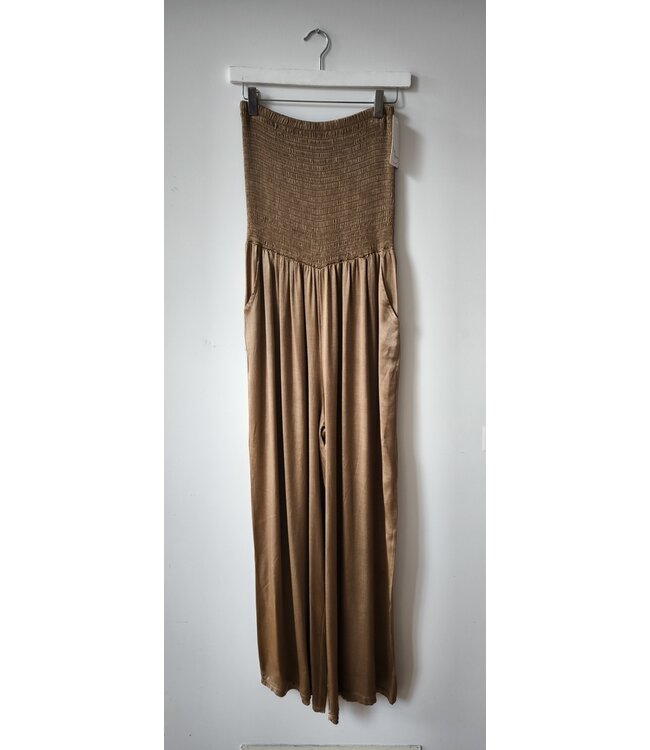 selectedbystijldepartment Jumpsuit silk strapless, Golden brown