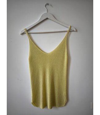 selectedbystijldepartment Singlet knitted lurex, Yellow silver