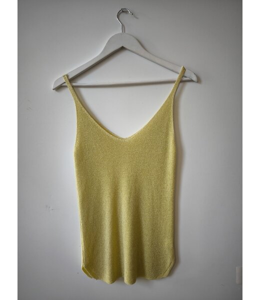 selectedbystijldepartment Singlet knitted lurex, Yellow silver