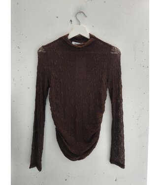 selectedbystijldepartment Longsleeve top lace smocked, Brown