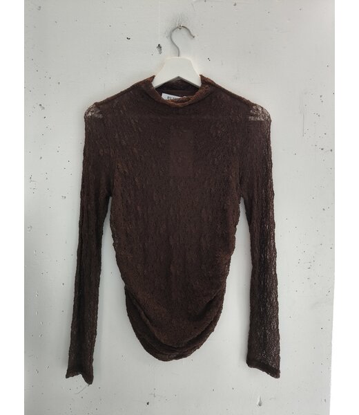 selectedbystijldepartment Longsleeve top lace smocked, Brown