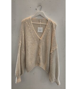 selectedbystijldepartment Cardigan chunky knitted button, Ecru