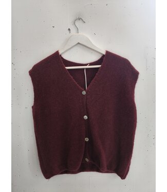 selectedbystijldepartment Gilet top knitted alpaca, Burgundy