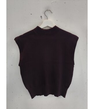 selectedbystijldepartment Top knitted stretch cropped, Burgundy