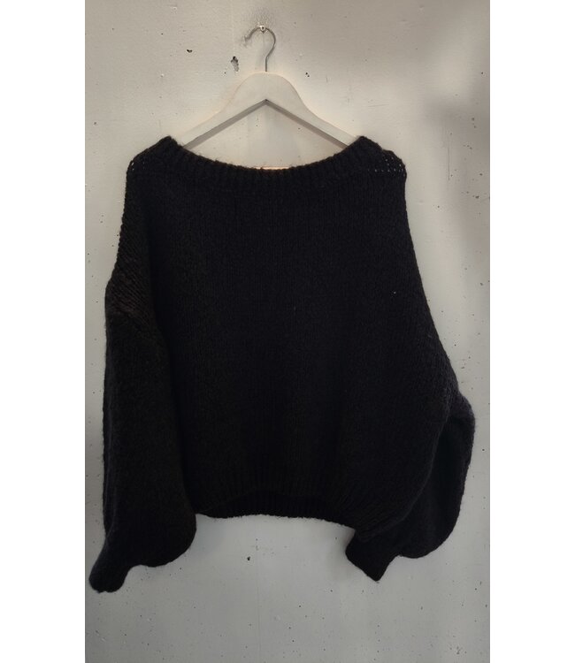 selectedbystijldepartment Sweater chunky knitted off shoulder, Black