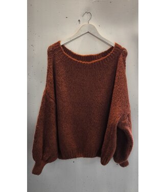 selectedbystijldepartment Sweater chunky knitted off shoulder, Rusty orange