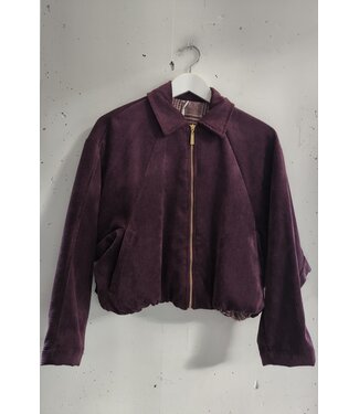 selectedbystijldepartment Jacket cropped rib, Burgundy