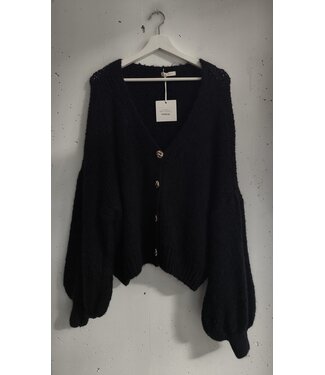 selectedbystijldepartment Cardigan wide knitted button, Black
