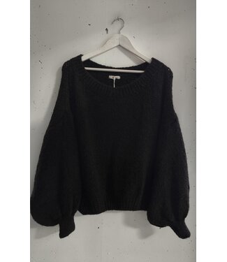 selectedbystijldepartment Sweater chunky knitted off shoulder, Brown