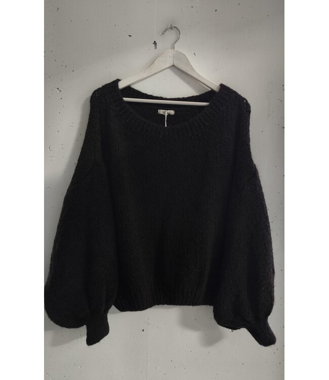 selectedbystijldepartment Sweater chunky knitted off shoulder, Brown