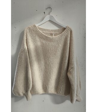 selectedbystijldepartment Sweater chunky knitted off shoulder, Ecru