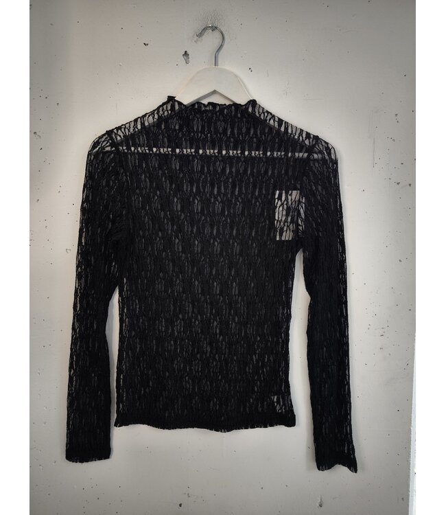 selectedbystijldepartment Longsleeve stretch lace lines, Black