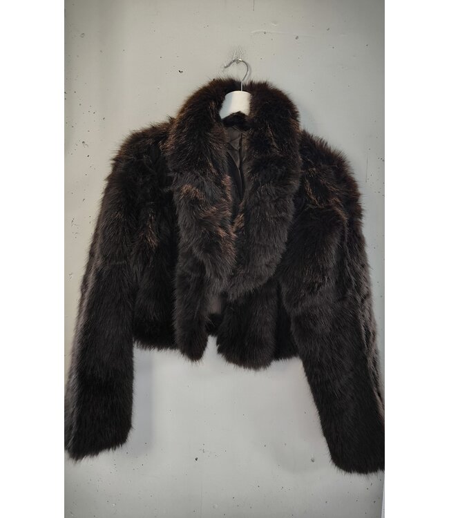 selectedbystijldepartment Coat short fake fur, Brown