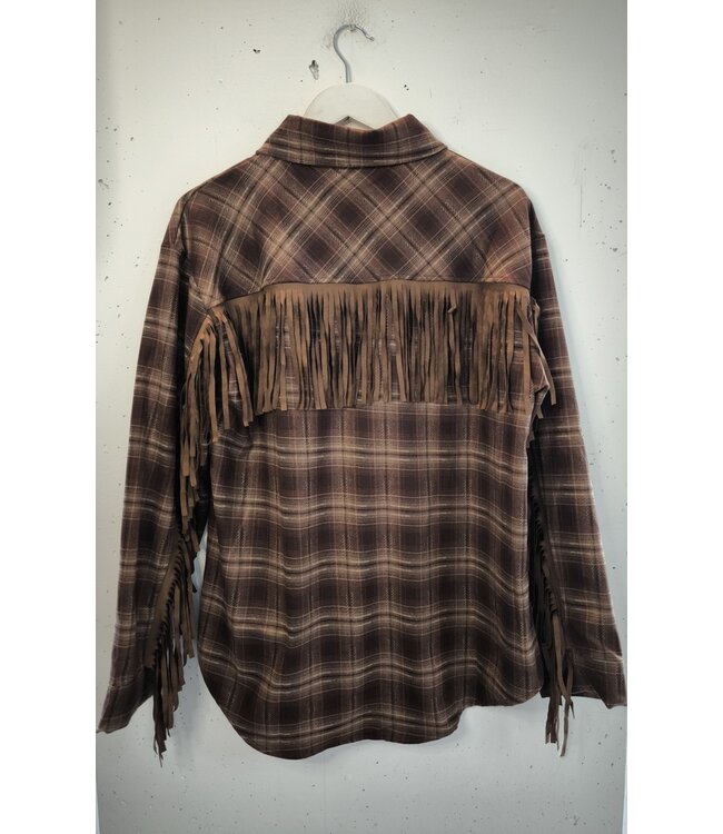 selectedbystijldepartment Blouse checked fringe, Brown