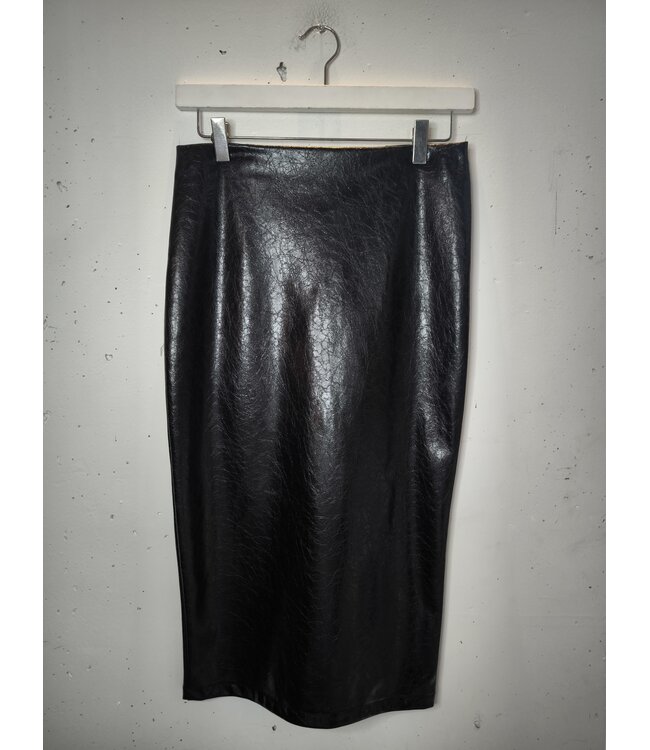 selectedbystijldepartment Skirt pencil faux leather, Black
