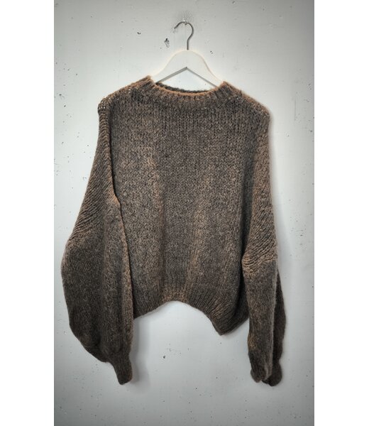 selectedbystijldepartment Sweater short wide knitted, Taupe