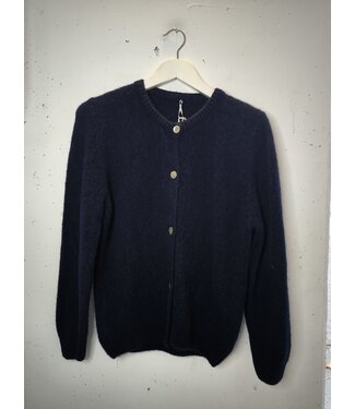 selectedbystijldepartment Cardigan knitted wool button, Navy Blue