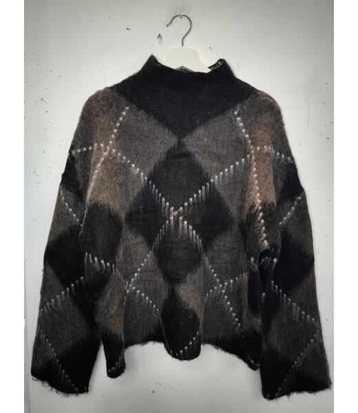 selectedbystijldepartment Sweater diamond shapes, Black grey