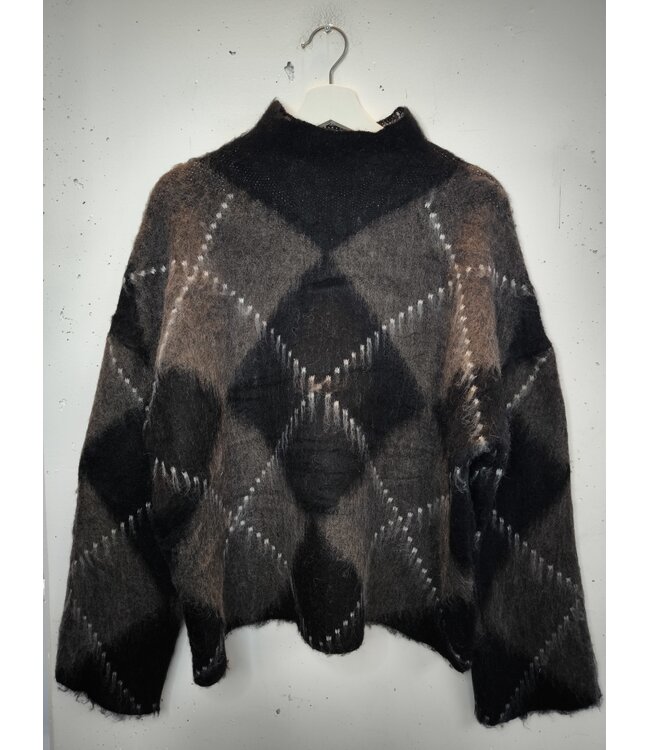 selectedbystijldepartment Sweater diamond shapes, Black grey