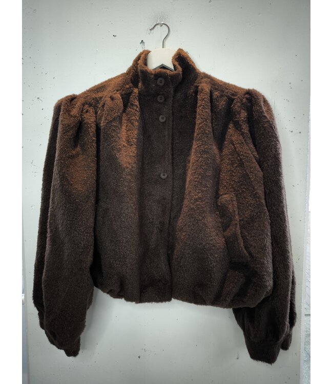 selectedbystijldepartment Jacket teddy cropped, Brown