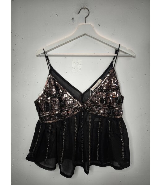 selectedbystijldepartment Singlet beads see trough, Black