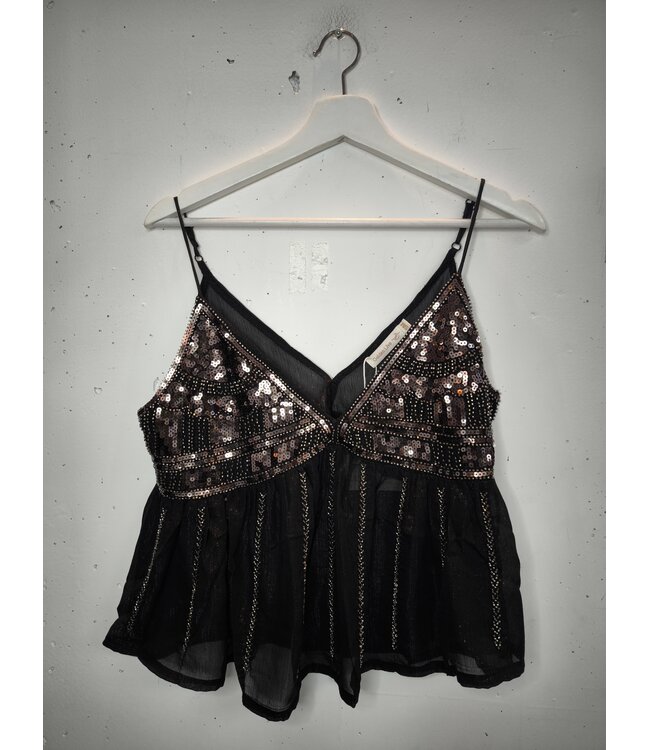 selectedbystijldepartment Singlet beads see trough, Black