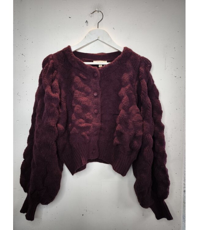 selectedbystijldepartment Cardigan cropped bobble, Aubergine