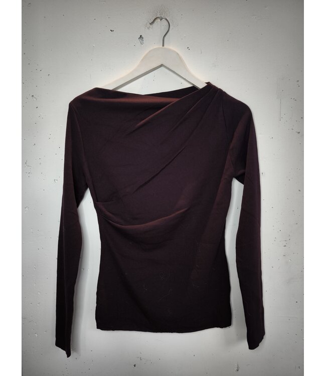 selectedbystijldepartment Longsleeve rib wide neck, Aubergine
