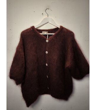 selectedbystijldepartment Sweater cardigan fluffy buttons, Burgundy