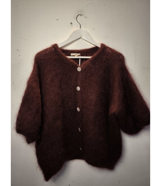 selectedbystijldepartment Sweater cardigan fluffy buttons, Burgundy